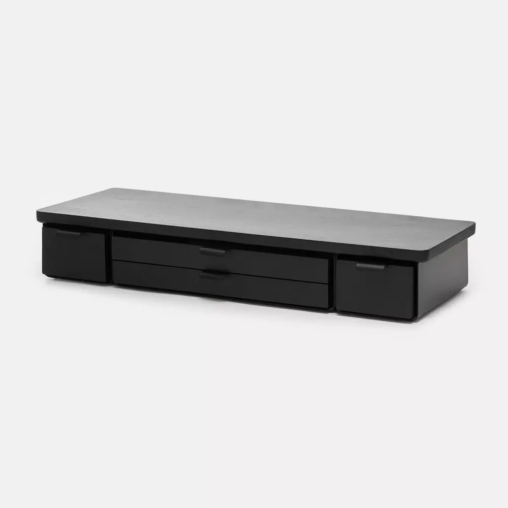 Kệ màn hình ngăn kéo Aura - By NiceDesign (Size XL-4 ngăn - Black - Black Oak - Mới, Full box, Chính hãng)