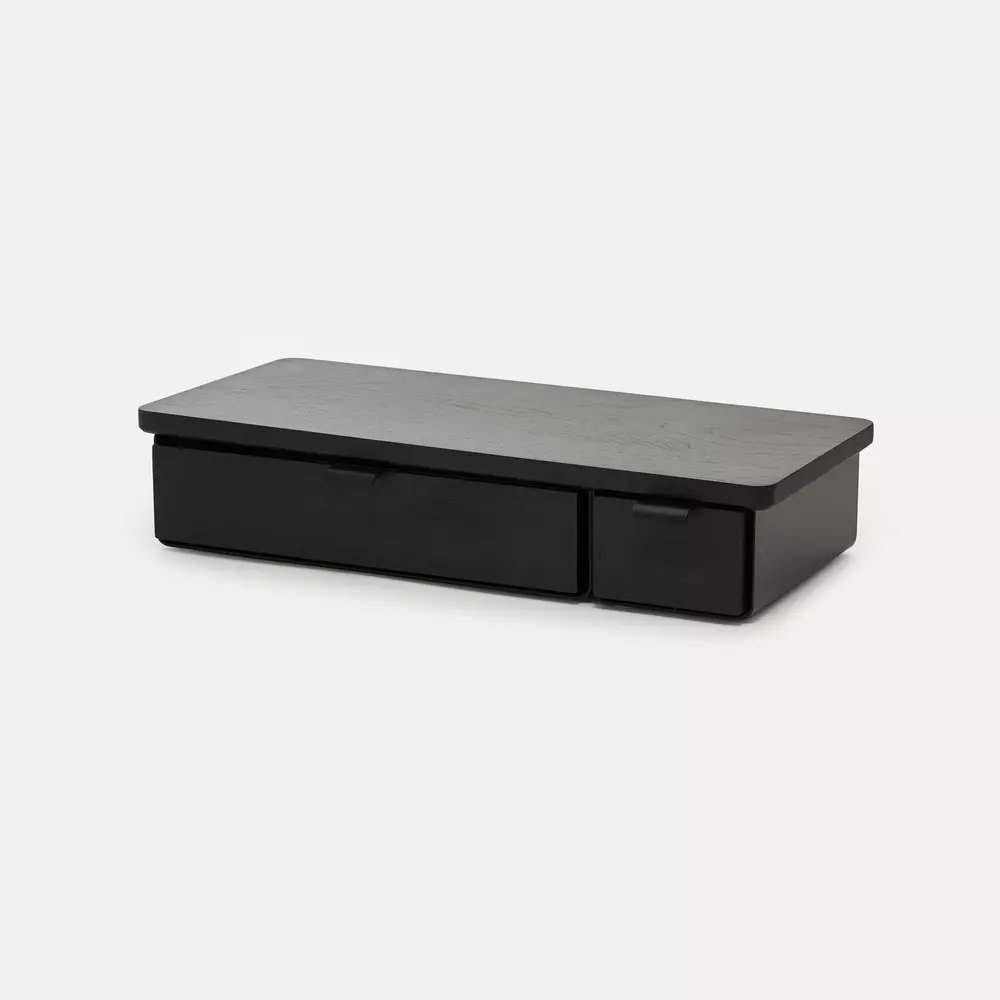 Kệ màn hình ngăn kéo Aura - By NiceDesign (Size L-2 ngăn - Black - Black Oak - Mới, Full box, Chính hãng)