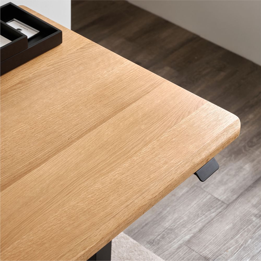 Bàn nâng hạ Noble Grande - By NiceDesign (Mặt bàn 180x75cm, màu gỗ tự nhiên - Khung vuông đen - Mới, Full box, Chính hãng)