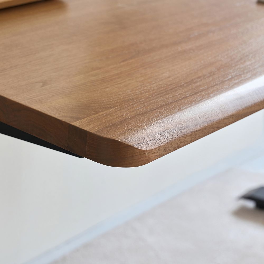 Bàn nâng hạ Noble Grande - By NiceDesign (Mặt bàn 180x75cm, màu gỗ óc chó - Khung vuông trắng - Mới, Full box, Chính hãng)