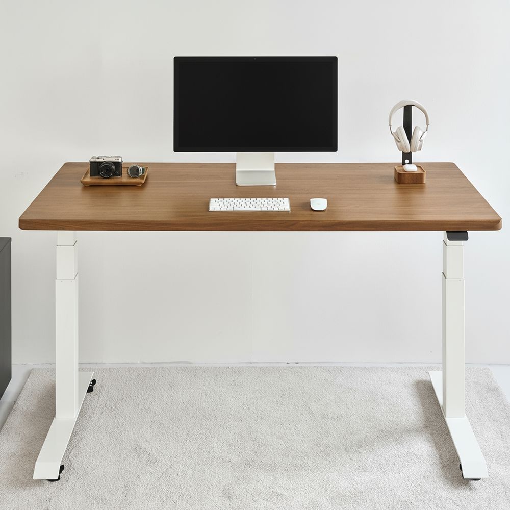 Bàn nâng hạ Noble Grande - By NiceDesign (Mặt bàn 180x75cm, màu gỗ óc chó - Khung vuông trắng - Mới, Full box, Chính hãng)