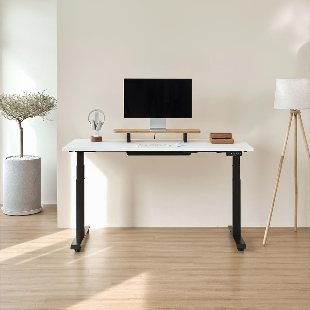 Bàn nâng hạ Pure Fansi - By NiceDesign (Mặt bàn 180x75cm, màu trắng - Khung vuông đen - Mới, Full box, Chính hãng)