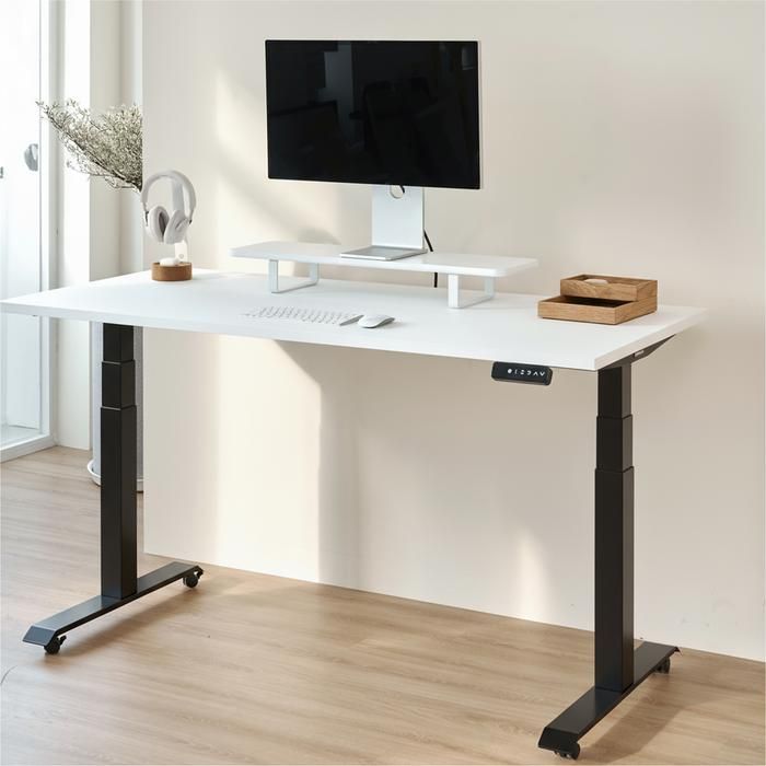 Bàn nâng hạ Pure Fansi - By NiceDesign (Mặt bàn 160x75cm, màu trắng - Khung vuông đen - Mới, Full box, Chính hãng)