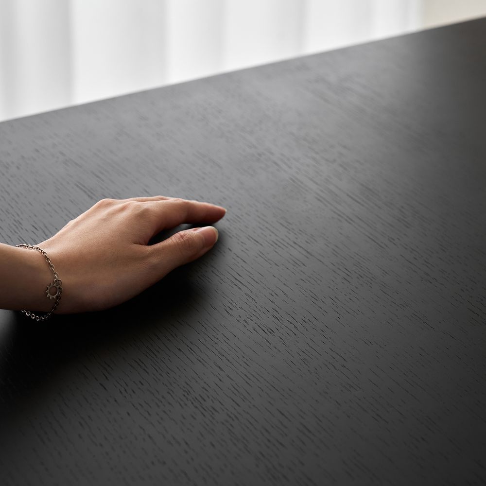 Bàn nâng hạ Noble Oasis - By NiceDesign (Mặt bàn 160x75cm, màu gỗ đen - Khung tròn trắng - Mới, Full box, Chính hãng)