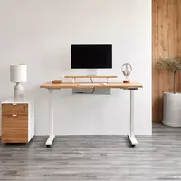 Bàn nâng hạ Taxua Edge - By NiceDesign (Cao Cấp) (Mặt bàn 140x70cm, gỗ tần bì, màu tự nhiên - Khung trắng - Mới, Full box, Chính hãng) (NDSD23TAXU07)