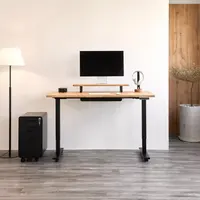 Bàn nâng hạ Taxua Edge - By NiceDesign (Cao Cấp) (Mặt bàn 140x70cm, gỗ tần bì, màu tự nhiên - Khung đen - Mới, Full box, Chính hãng) (NDSD23TAXU09)