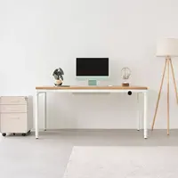 Bộ Bàn nâng hạ Elite - By NiceDesign (Mặt bàn 160x80cm, gỗ sồi, màu tự nhiên - Khung tròn trắng - Mới, Full box, Chính hãng) (NDSD24ELIT01)