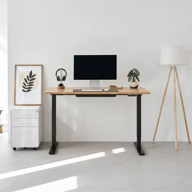 Bàn nâng hạ Fusion Edge - By NiceDesign Mặt bàn 140x70cm, gỗ dẻ gai, màu tự nhiên