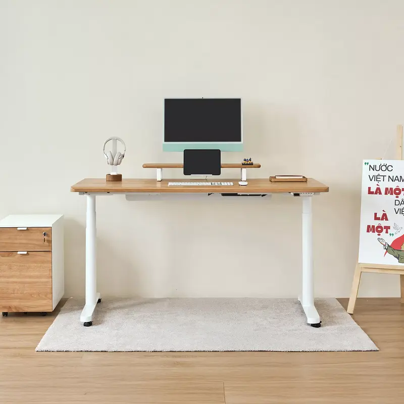 Bàn nâng hạ Noble Oasis - By NiceDesign Mặt bàn 160x75cm, màu gỗ tự nhiên NDSD24OASI02