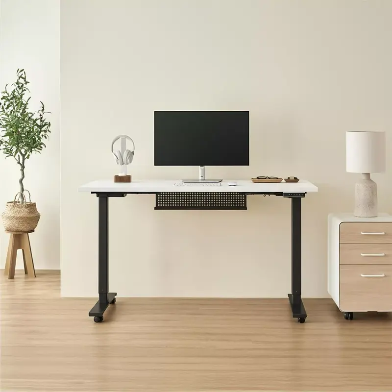 Bàn nâng hạ Pure Edge - By NiceDesign Mặt bàn 140x70cm, màu trắng NDAF24PUED03