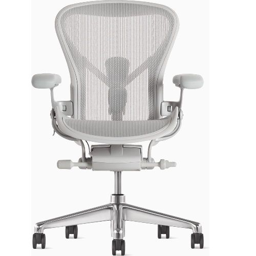 Ghế Công Thái Học Herman Miller Aeron (Size B - Chân Nhôm - White Mineral - Mới, Full box, Nhập khẩu)