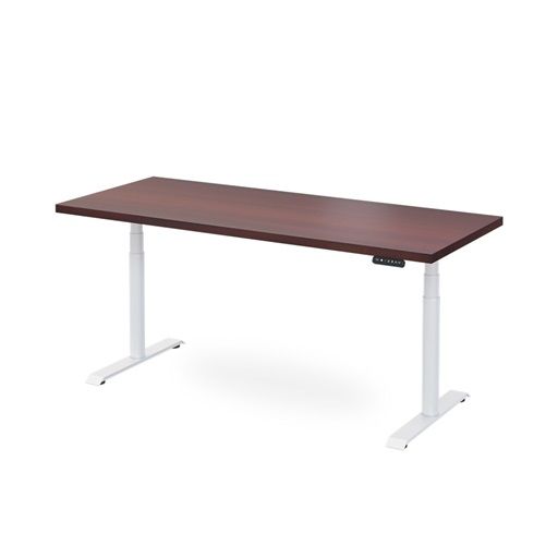 Bàn nâng hạ Cao Cấp FANSI - By NiceDesign (Cao Cấp) (Vân gỗ Óc Chó - 152.4x76.2x3.3cm - Khung tròn trắng - Outlet, Chính hãng) (NDSD23FANS04)
