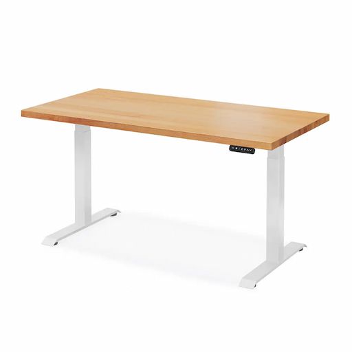 Bàn nâng hạ Cao Cấp FANSI - By NiceDesign (Cao Cấp) (Tần bì nguyên bản - 152.4x76.2x3.3cm - Khung vuông trắng - Outlet, Chính hãng) (NDSD23FANS14)