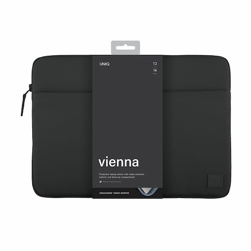 Túi Chống Sốc Laptop UNIQ Vienna (Phù hợp 13-14 inch - Black - Mới, Full box, Chính hãng)