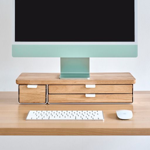 Kệ màn hình ngăn kéo Aura - By NiceDesign (Size L-4 ngăn kéo - White - Natural Rubber - Mới, Full box, Chính hãng)