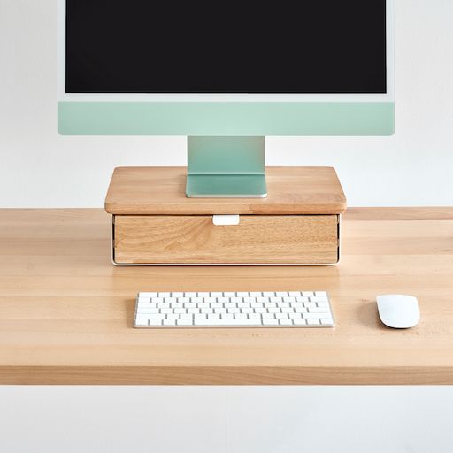 Kệ màn hình ngăn kéo Aura - By NiceDesign (Size M-1 ngăn kéo - White - Natural Rubber - Mới, Full box, Chính hãng)