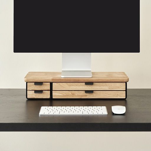 Kệ màn hình ngăn kéo Aura - By NiceDesign (Size L-4 ngăn kéo - Black - Natural Rubber - Mới, Full box, Chính hãng)