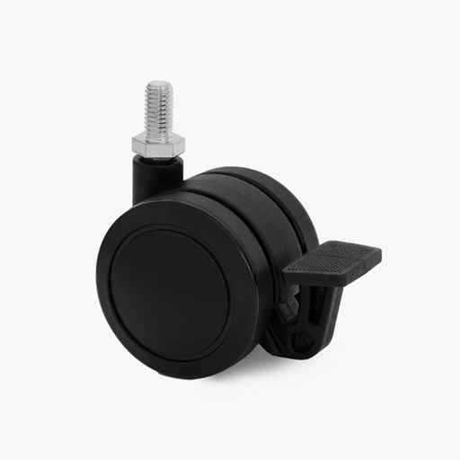 Bánh xe có khoá TROY cho bàn nâng hạ - By NiceDesign (Bộ 4 bánh xe - Đen - Mới, Full box, Chính hãng)