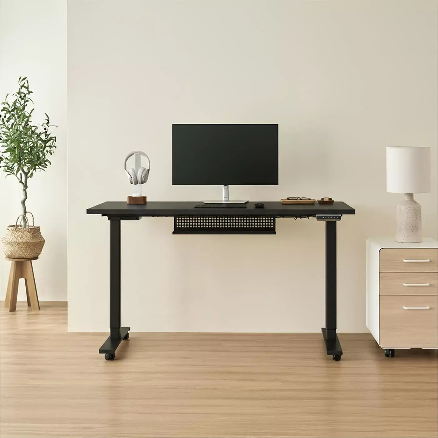 Bàn nâng hạ Pure Edge - By NiceDesign (Mặt bàn 120x60cm, màu đen - Khung đen - Mới, Full box, Chính hãng) (NDAF24PUED01)
