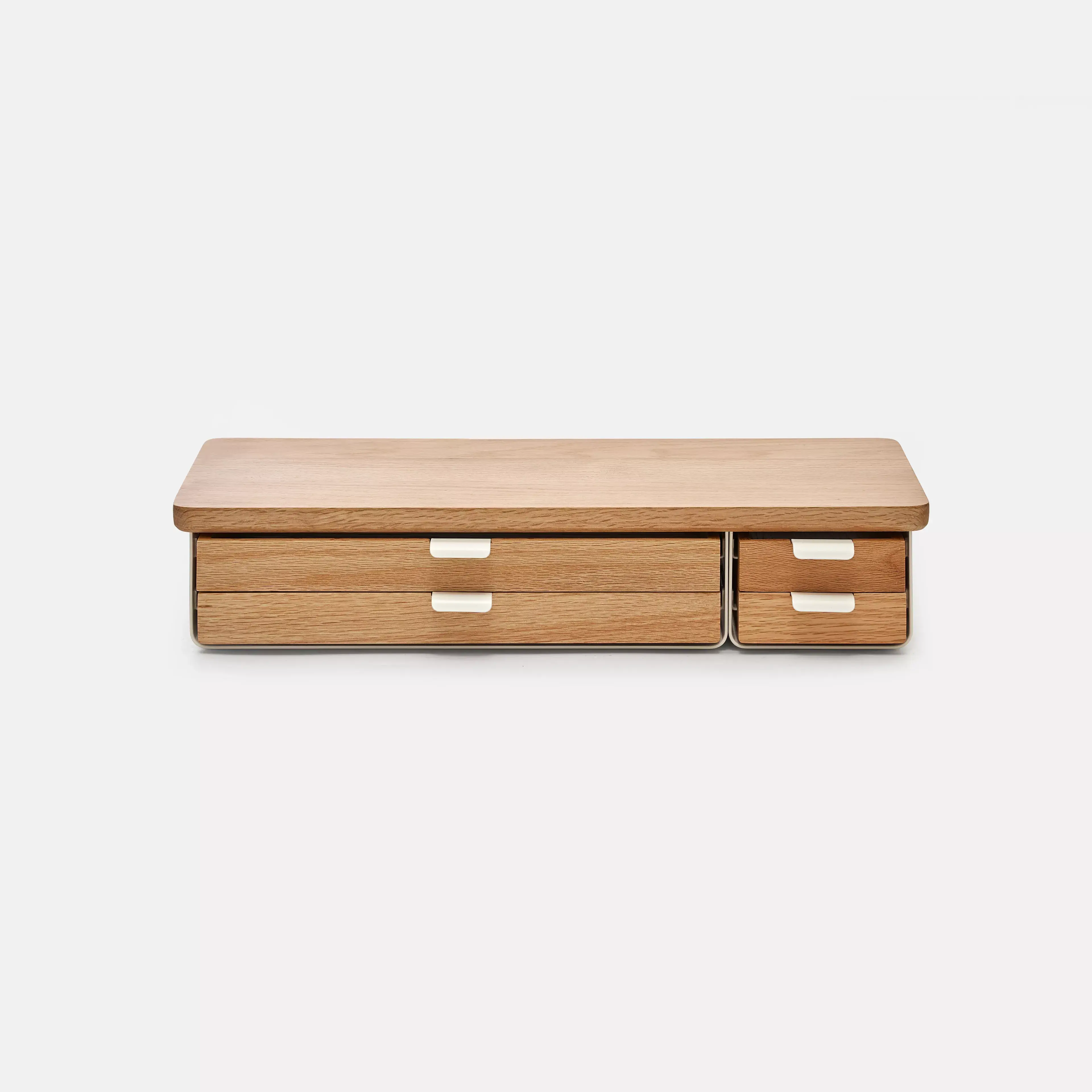 Kệ màn hình ngăn kéo Aura - By NiceDesign (Size L-4 ngăn kéo - White - Natural Rubber - Mới, Full box, Chính hãng)